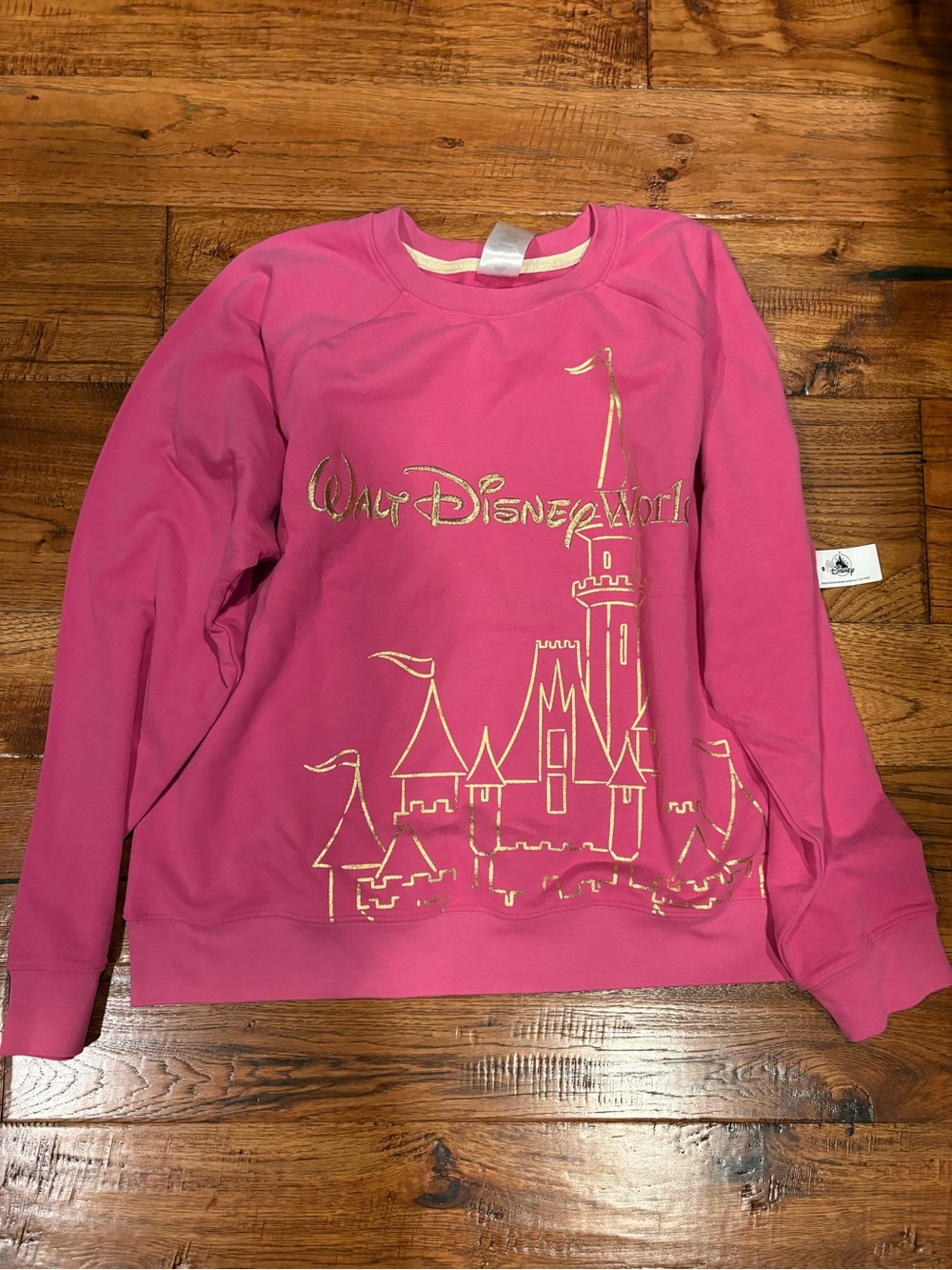 Disney Parks Walt Disney World Pink Gold Castle Sweatshirt Large NWT